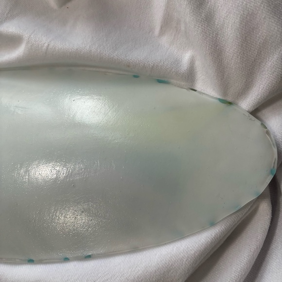 MCM Contemporary Abstract Art Elongated Oval Fused Glass Piece Decor Piece - Picture 7 of 10